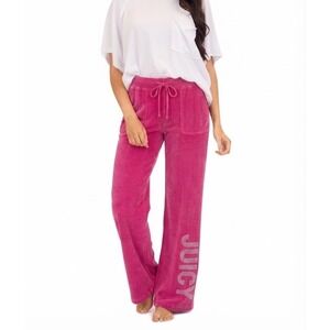 Juicy Couture Pink Velour Track Pants Rhinestone Logo Y2K S